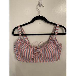NWT Xhilaration  Bikini Top Shirred Underwire Padded White Red Blue 20W
